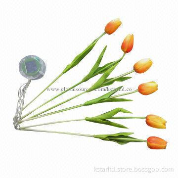 Solar LED Tulip Flower Light, 6-piece Fl LED, 2m Lead in Cable